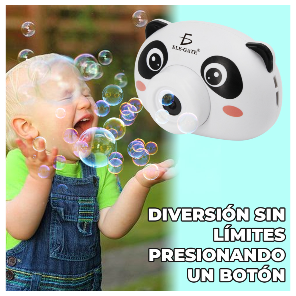 Foto 5 pulgar | Máquina De Burbujas Automática Cámara Forma De Panda Color Blanco