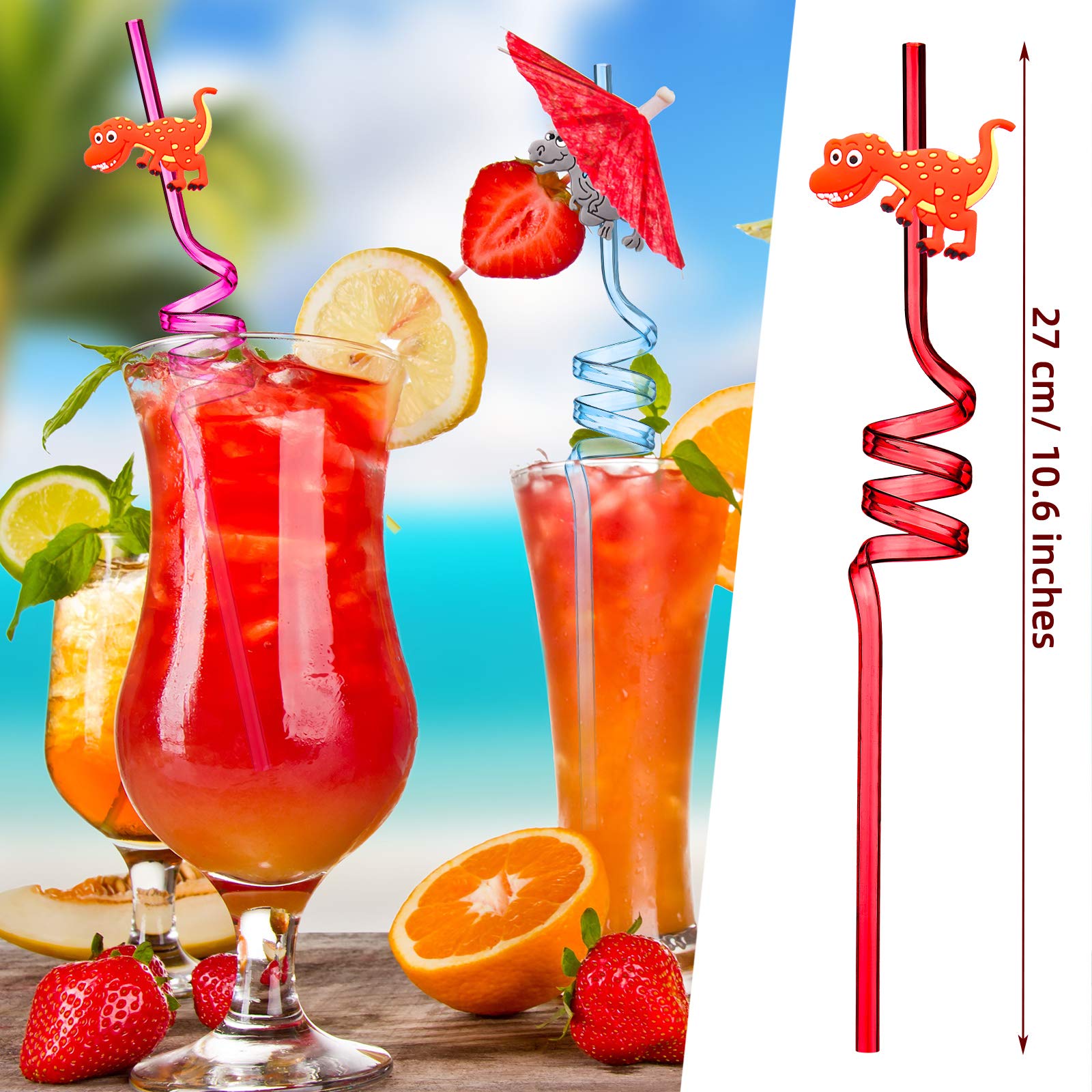 Foto 5 | Pajitas De Dinosaurio Reutilizables, 24 Piezas, Para Fiestas Infantiles - Venta Internacional.