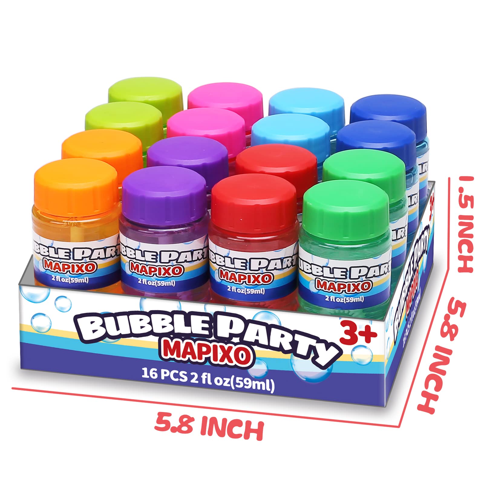Foto 4 | Juego De Burbujas Mapixo, Paquete De 16 Unidades Con Varita Y Caja De Regalo Con Solución De 2 Onzas - Venta Interna