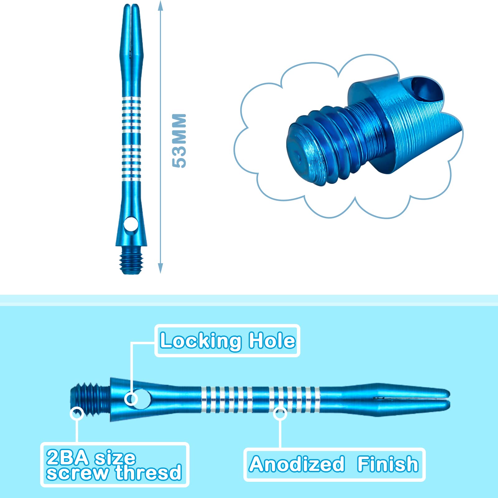 Foto 2 | Dardos Skylety Con Punta De Acero, Aleación De Aluminio, 50 Mm, 53 Mm, 30 Unidades - Venta Internacional.