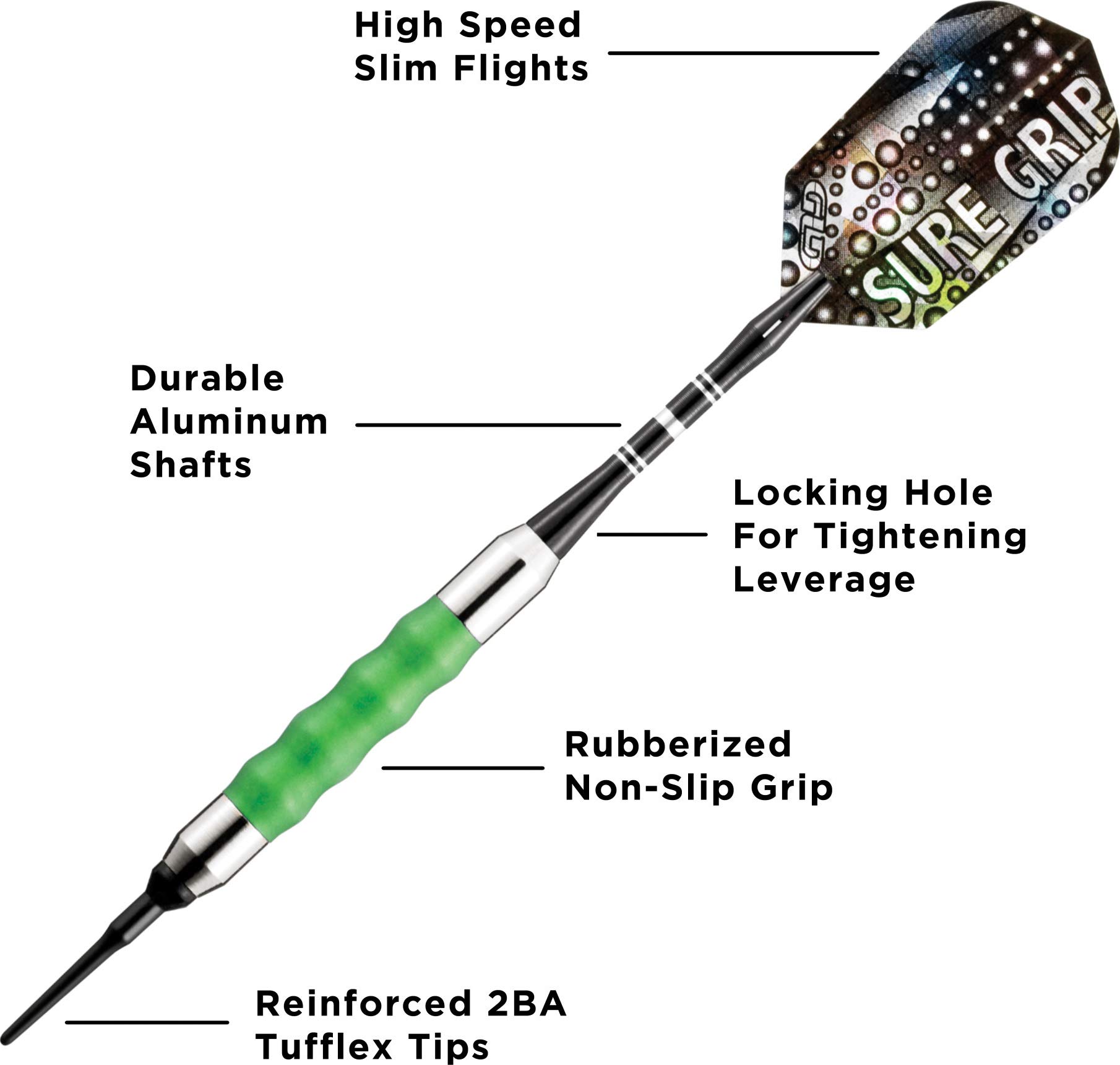 Foto 3 | Darts Viper Sure Grip Soft Tip, 16 G, Color Verde - Venta Internacional.