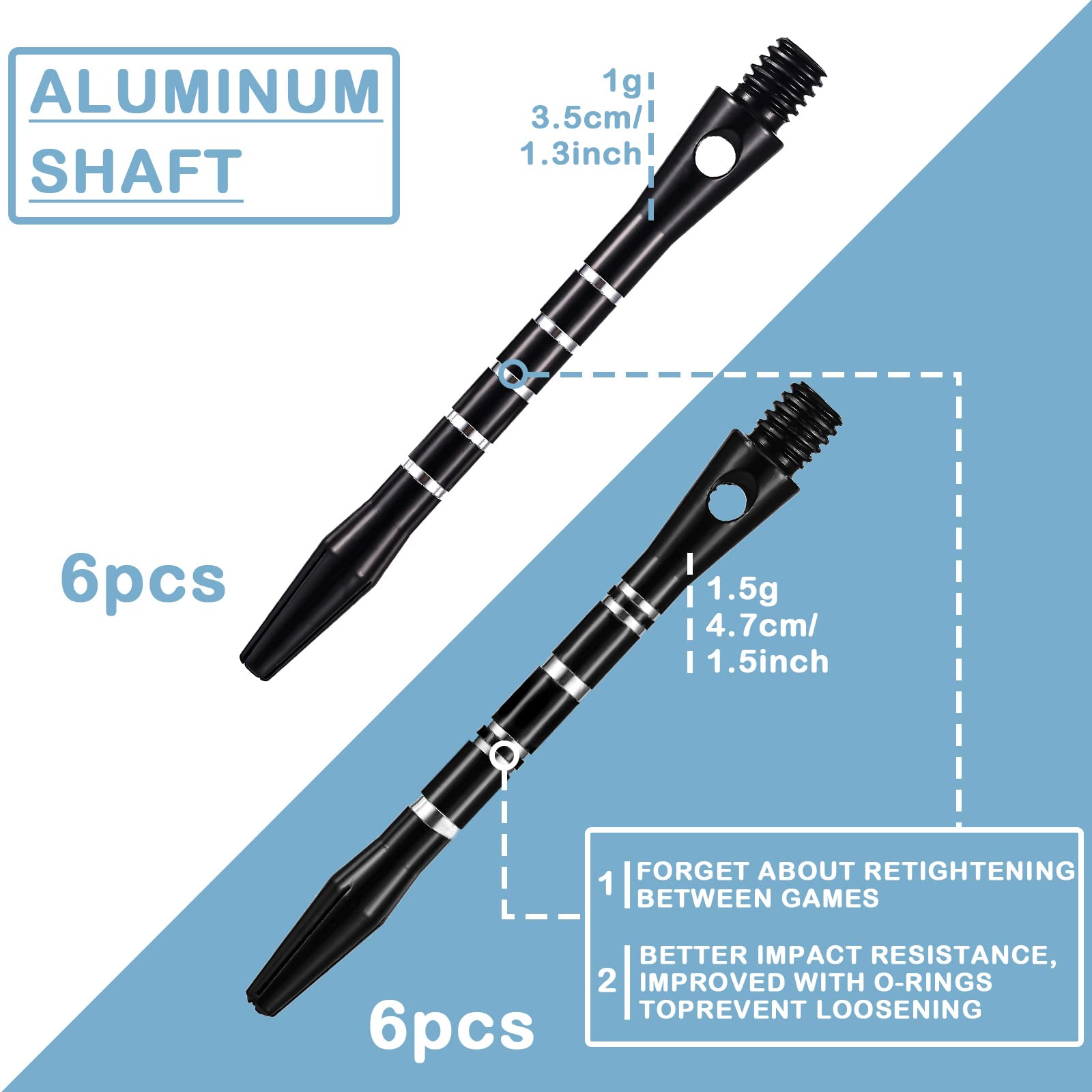 Foto 3 | Dardos Skylety Con Punta De Acero, Aleación De Aluminio, 50 Mm, 53 Mm, 30 Unidades - Venta Internacional.