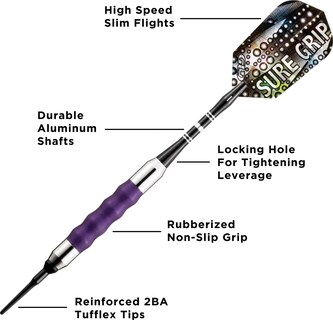 Foto 3 | Darts Viper Sure Grip Soft Tip, 16 G, Color Morado - Venta Internacional.