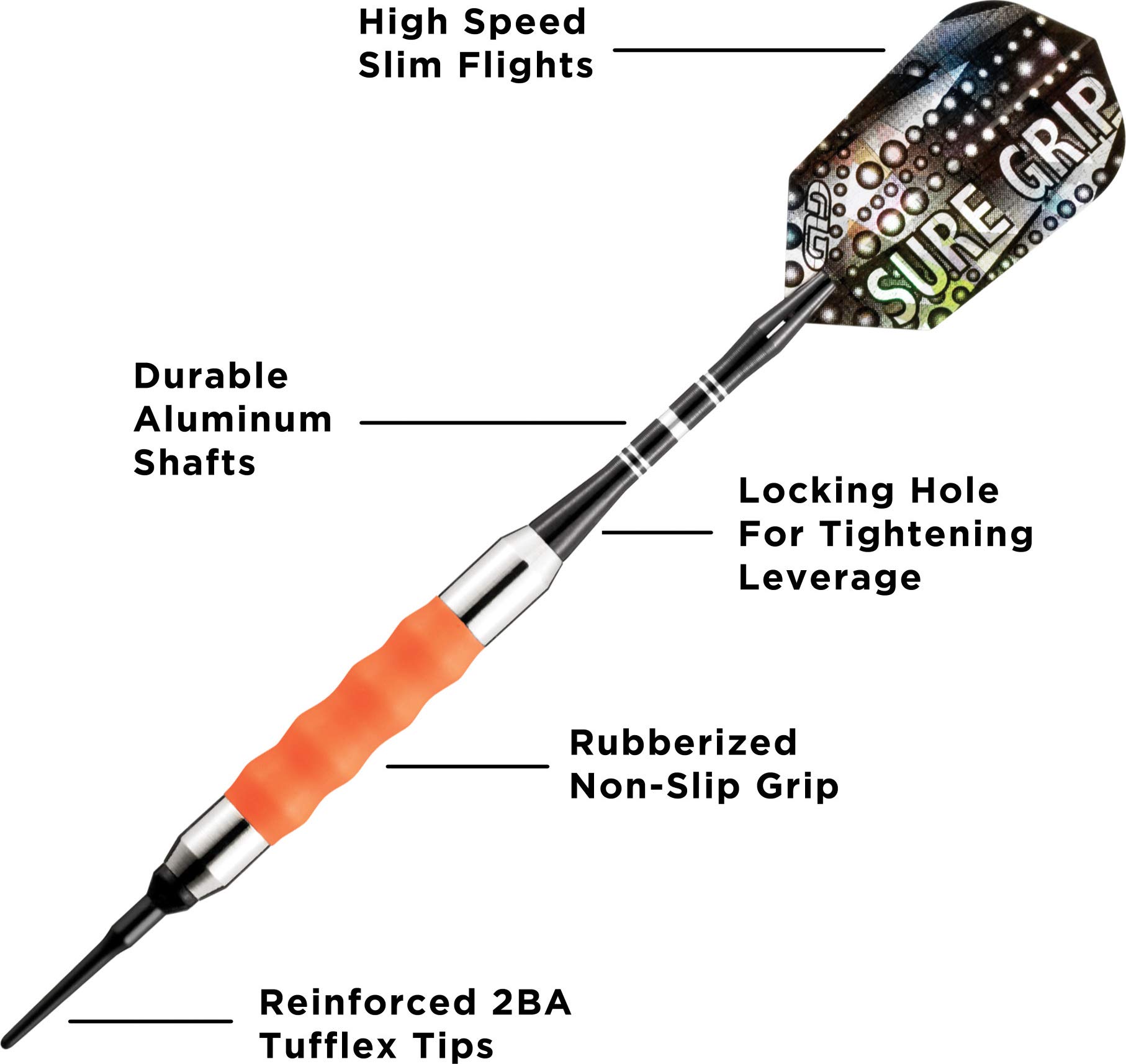 Foto 4 pulgar | Darts Viper Sure Grip Soft Tip, 16 G, Naranja - Venta Internacional.