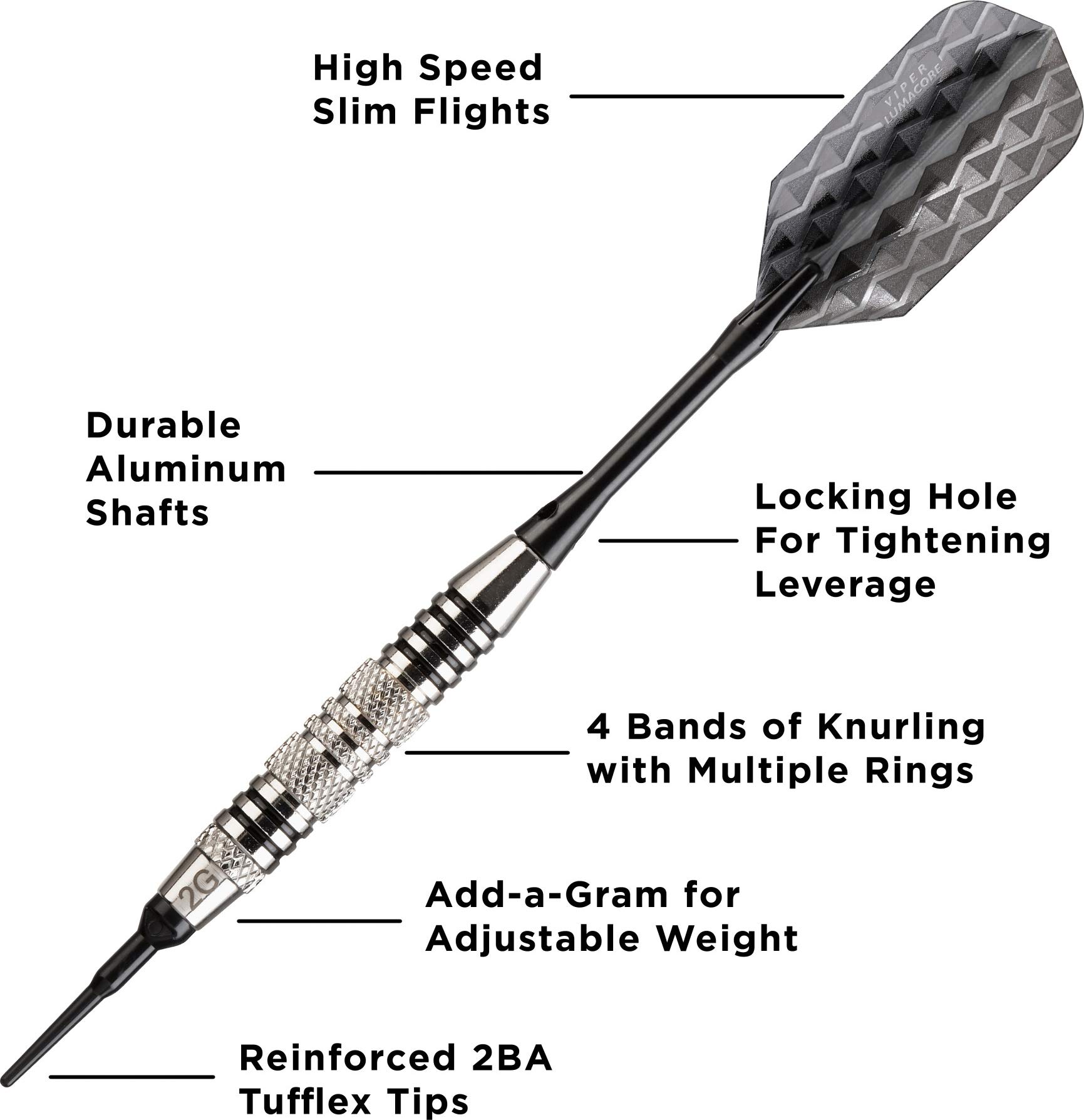 Foto 7 pulgar | Darts Viper Bobcat, Peso Ajustable, Punta Blanda, 16-18 G, Con Funda - Venta Internacional.