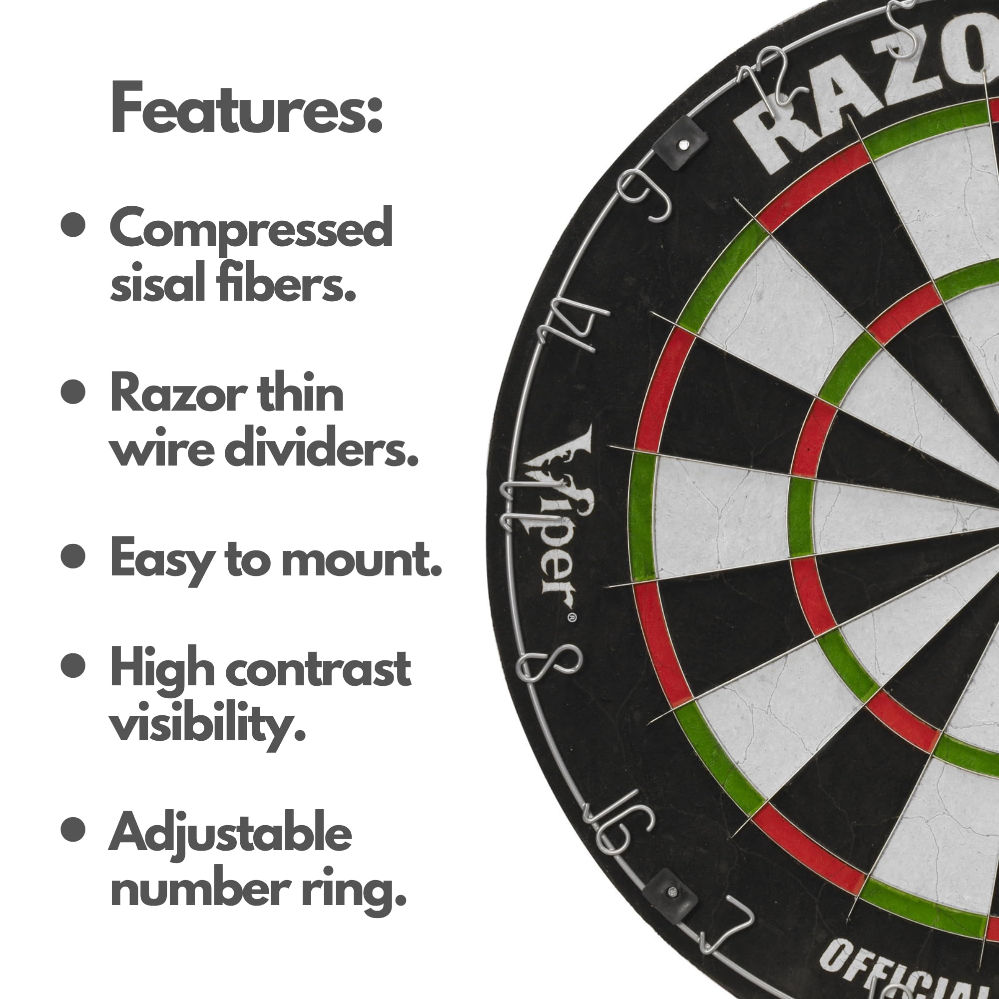 Foto 6 pulgar | Dartboard Viper Razorback Wdf Con Punta De Acero Acreditada De 18 Pulgadas - Venta Internacional.