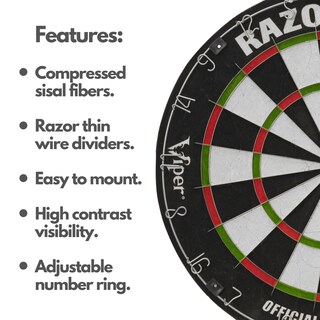 Foto 5 | Dartboard Viper Razorback Wdf Con Punta De Acero Acreditada De 18 Pulgadas - Venta Internacional.