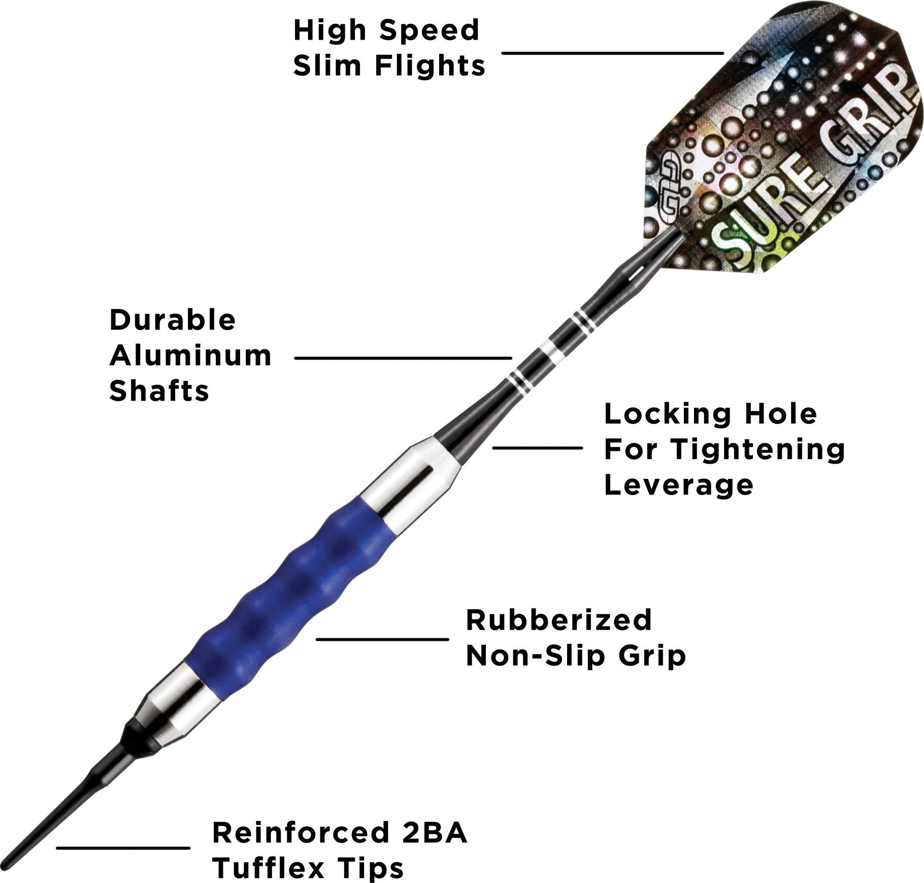 Foto 4 pulgar | Darts Viper Sure Grip Soft Tip, Azul, 16 G - Venta Internacional.