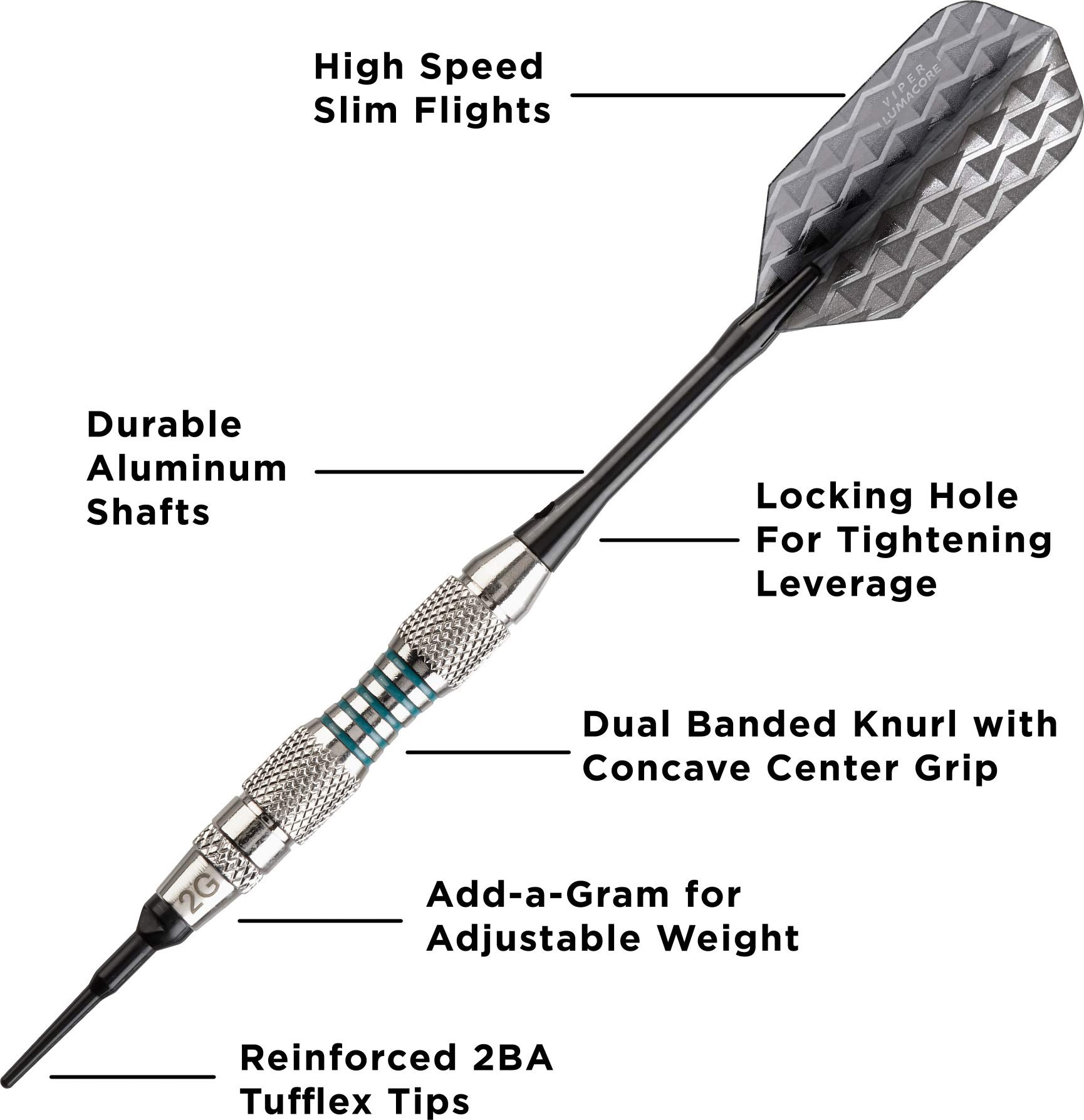 Foto 7 pulgar | Darts Viper Bobcat, Peso Ajustable, Punta Blanda, 16-18 G, Con Funda - Venta Internacional.