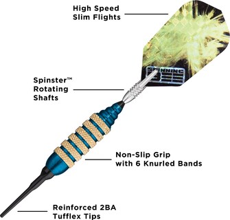 Foto 3 | Dardos Soft Tip Viper Spinning Bee, 16 G, Con Funda Casemaster, Azul - Venta Internacional.