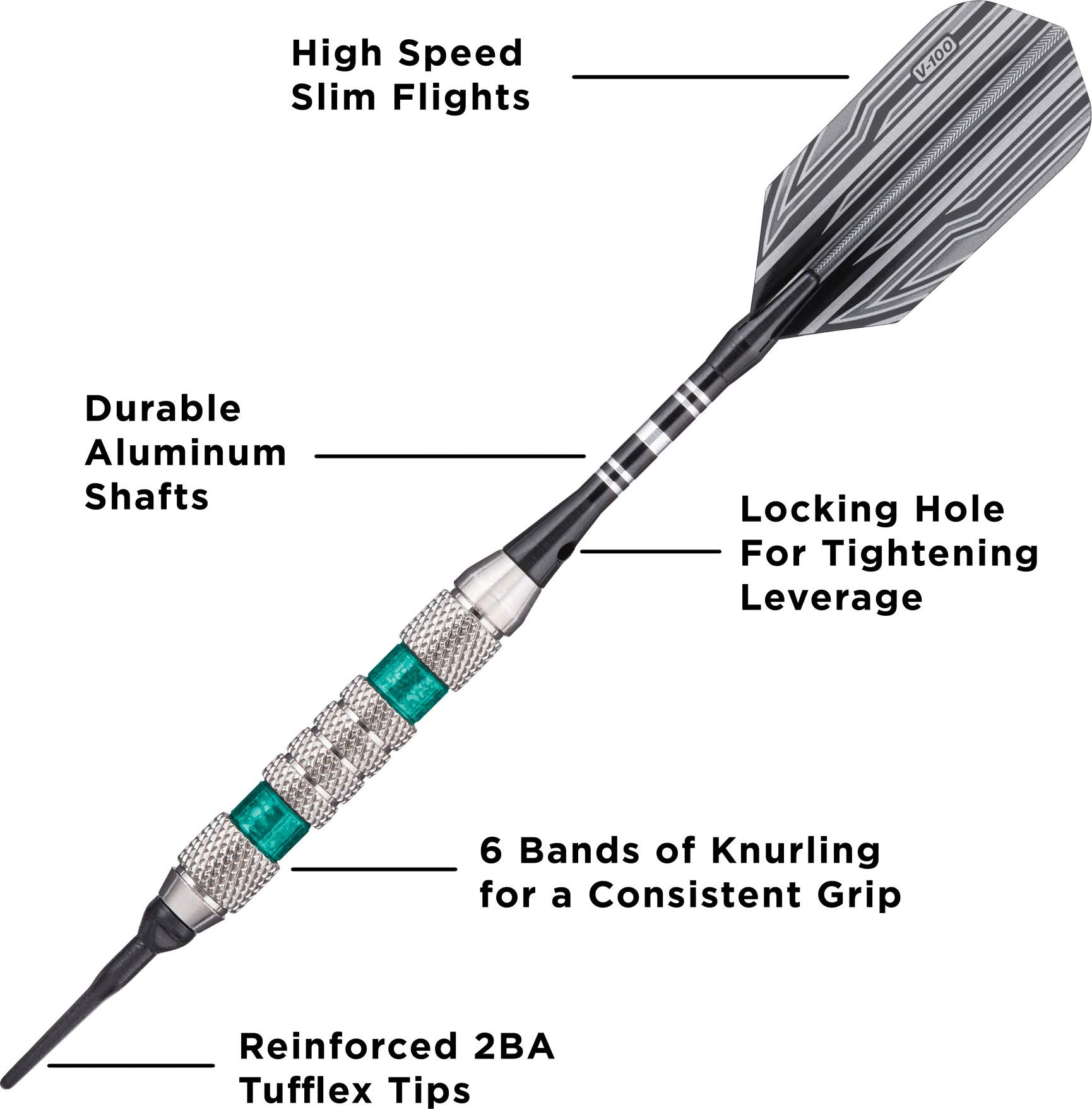 Foto 4 pulgar | Soft Tip Darts Viper Wind Runner, 18 G, Con Anillos Verdes - Venta Internacional.