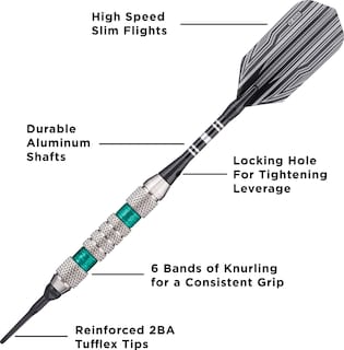 Foto 3 | Soft Tip Darts Viper Wind Runner, 18 G, Con Anillos Verdes - Venta Internacional.