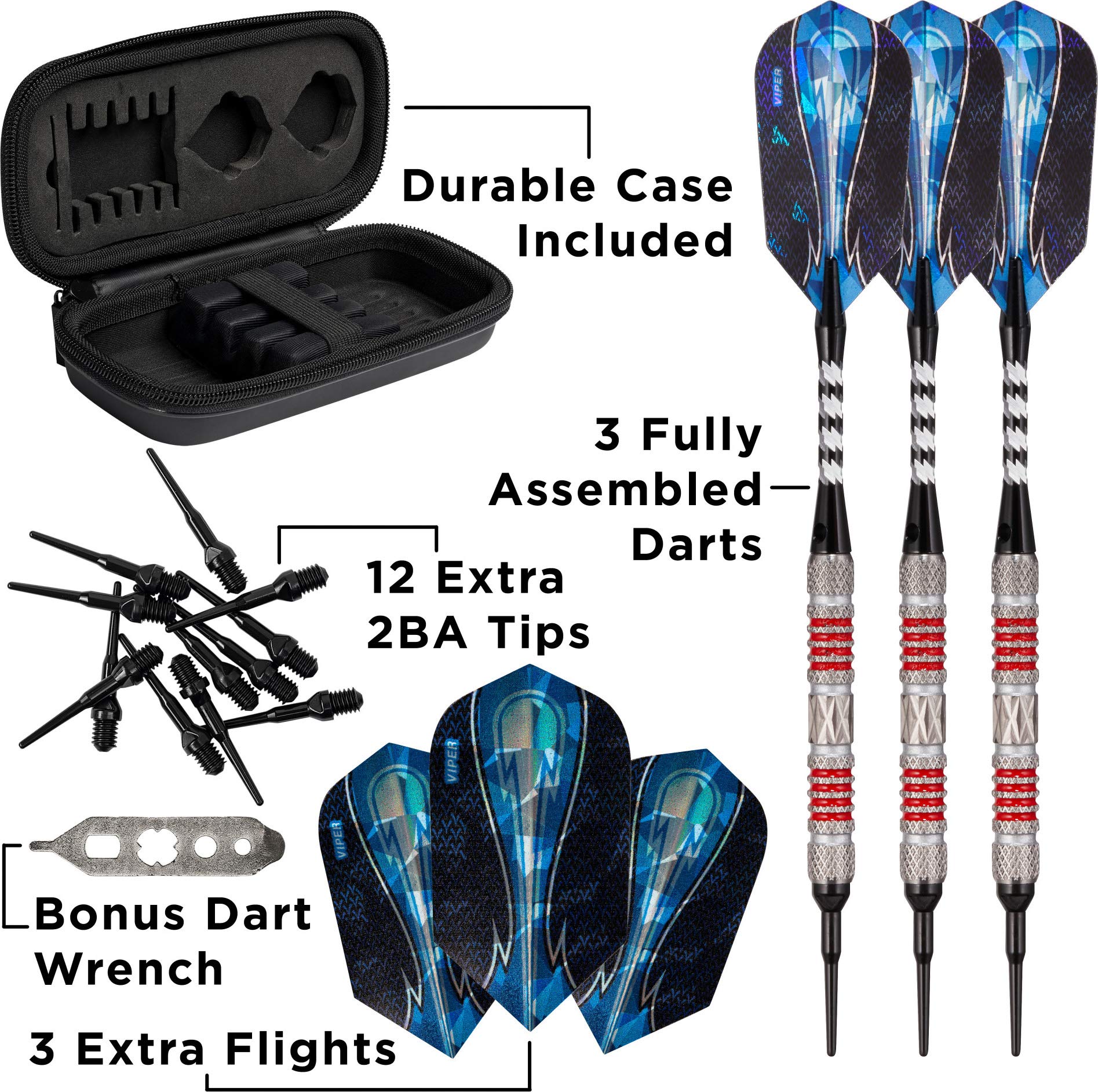 Foto 5 pulgar | Darts Viper Astro, 80% Tungsteno, Punta Blanda, 18 G, Con Funda, Anillos Rojos - Venta Internacional.