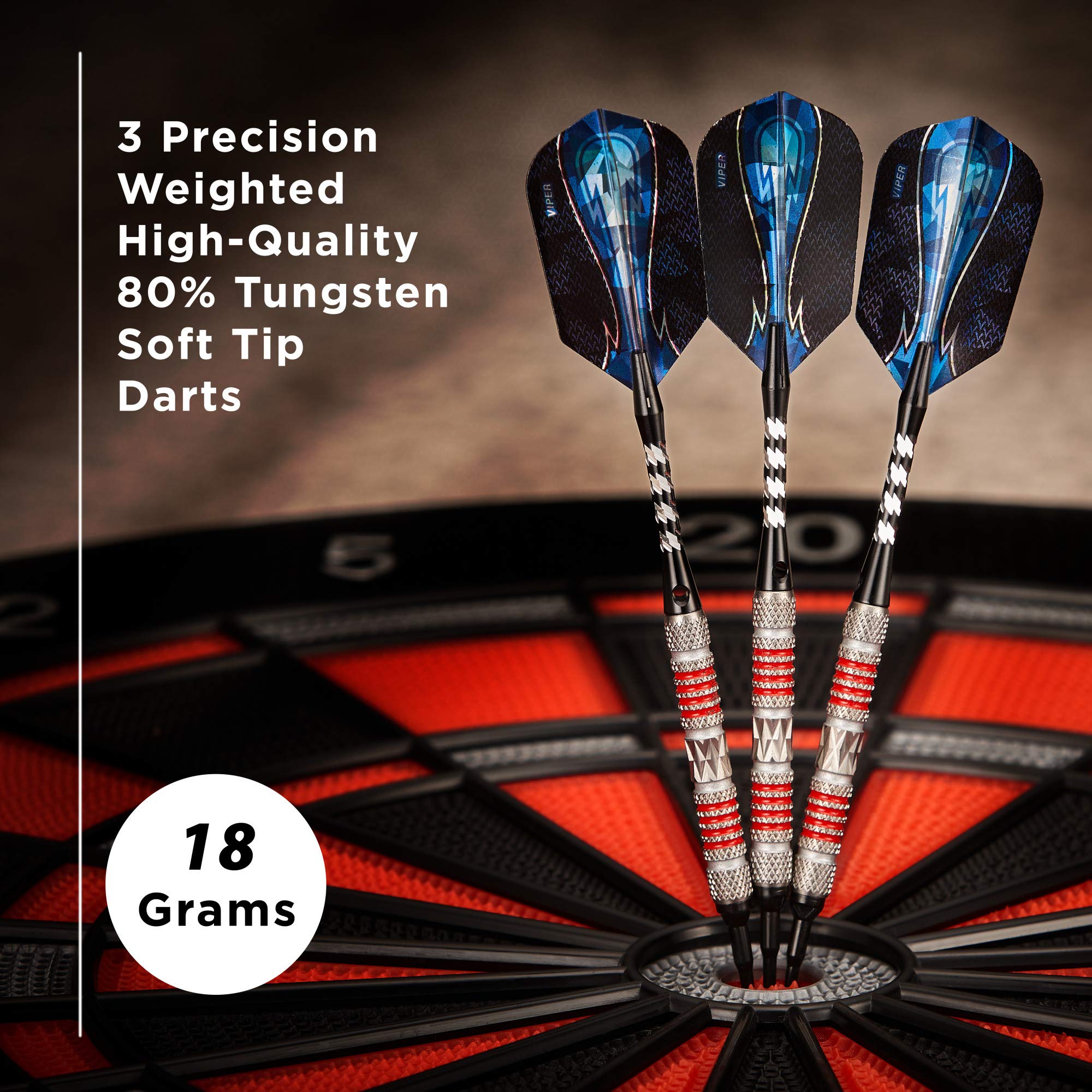 Foto 6 pulgar | Darts Viper Astro, 80% Tungsteno, Punta Blanda, 18 G, Con Funda, Anillos Rojos - Venta Internacional.