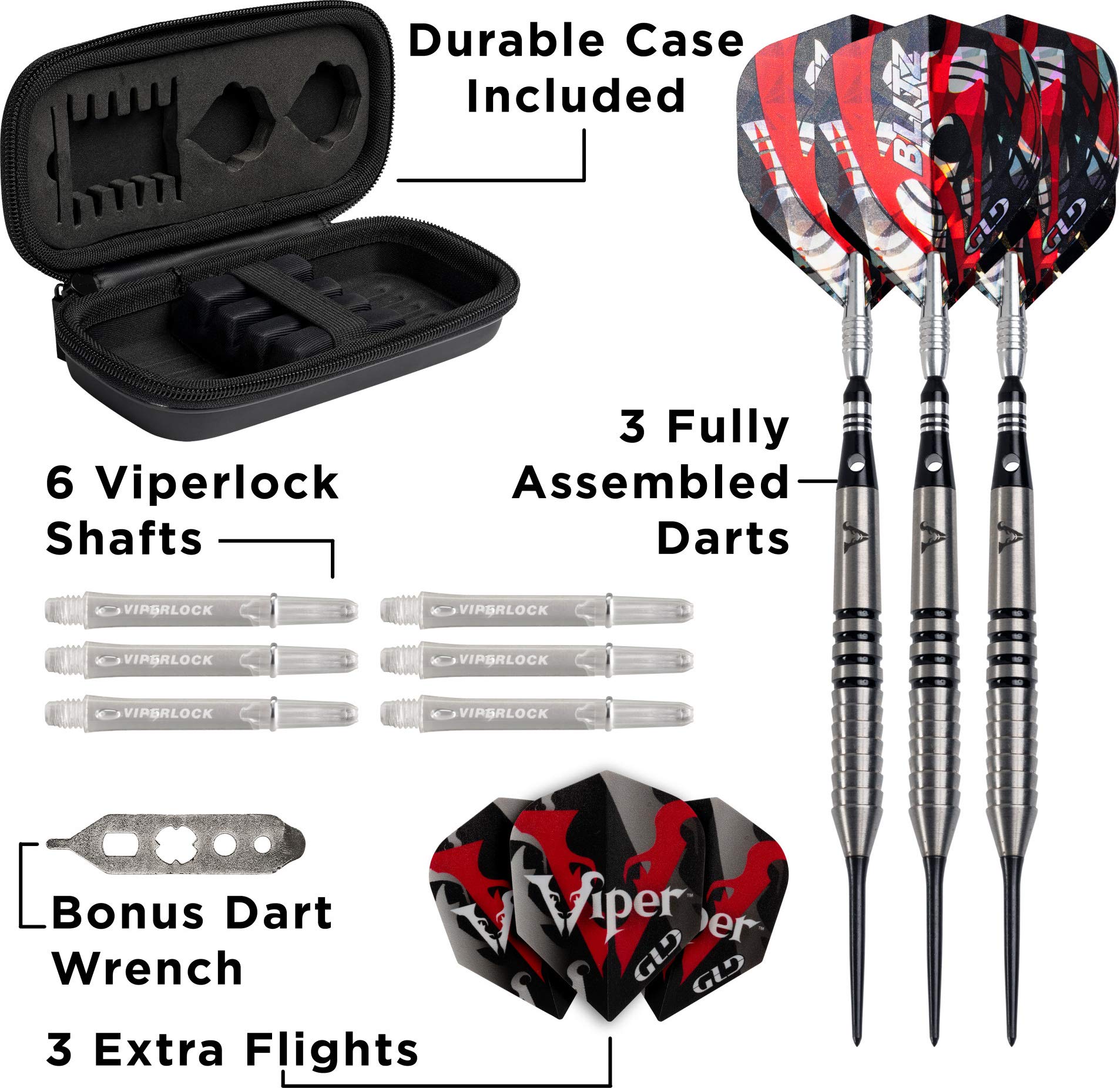 Foto 5 pulgar | Juego De Dardos Viper Blitz 95 Con Punta De Acero De Tungsteno, 26 G, Con Funda - Venta Internacional.