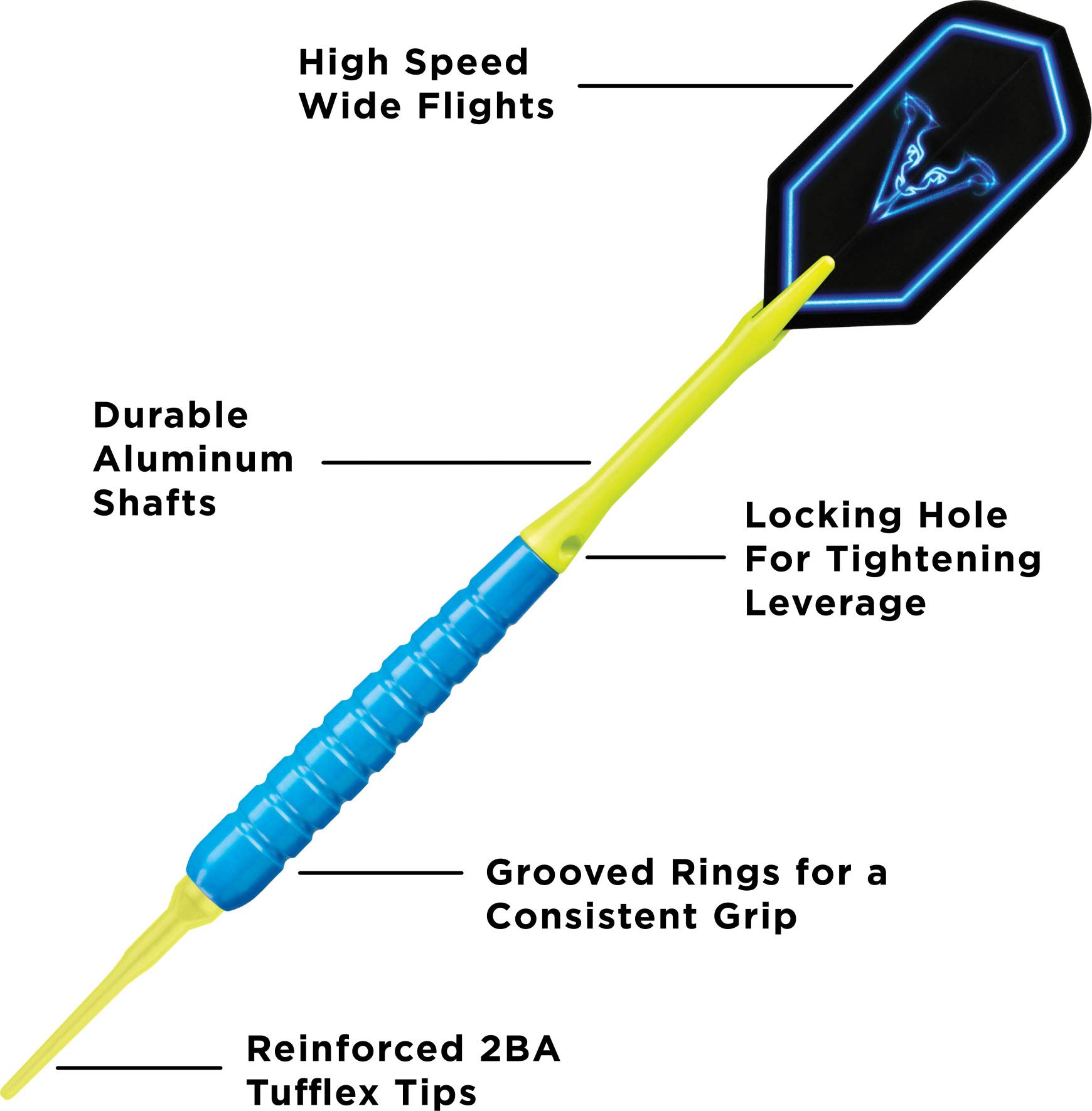 Foto 4 pulgar | Soft Tip Darts Viper V Glo, 18 G, Azul/amarillo, Para Dardos Electrónicos - Venta Internacional.
