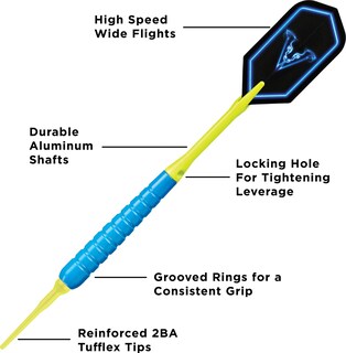 Foto 3 | Soft Tip Darts Viper V Glo, 18 G, Azul/amarillo, Para Dardos Electrónicos - Venta Internacional.