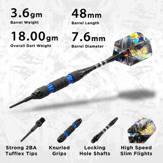 Foto 2 | Darts Viper Black Ice Soft Tip, 18 G, Con Anillos Azules - Venta Internacional.