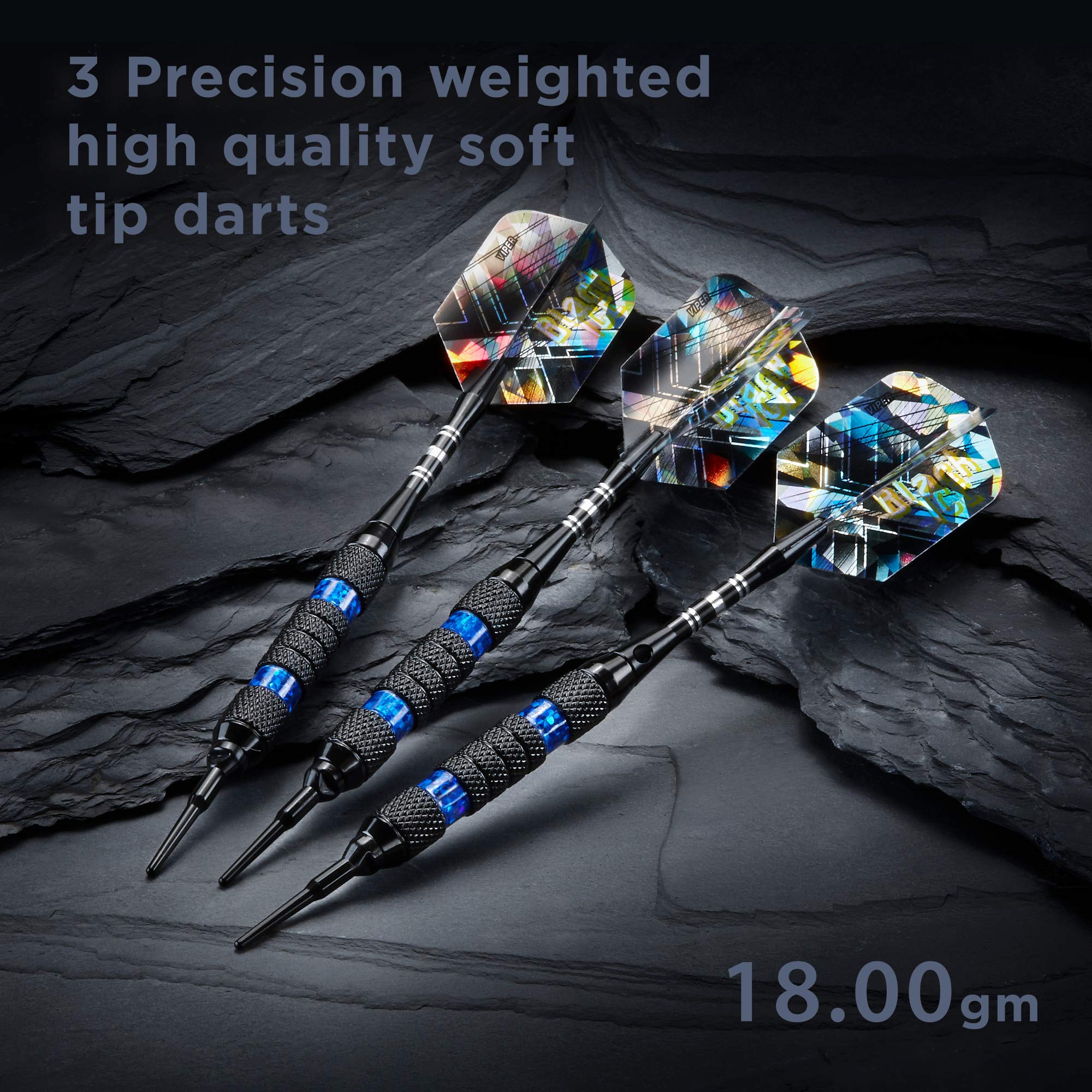Foto 7 pulgar | Darts Viper Black Ice Soft Tip, 18 G, Con Anillos Azules - Venta Internacional.