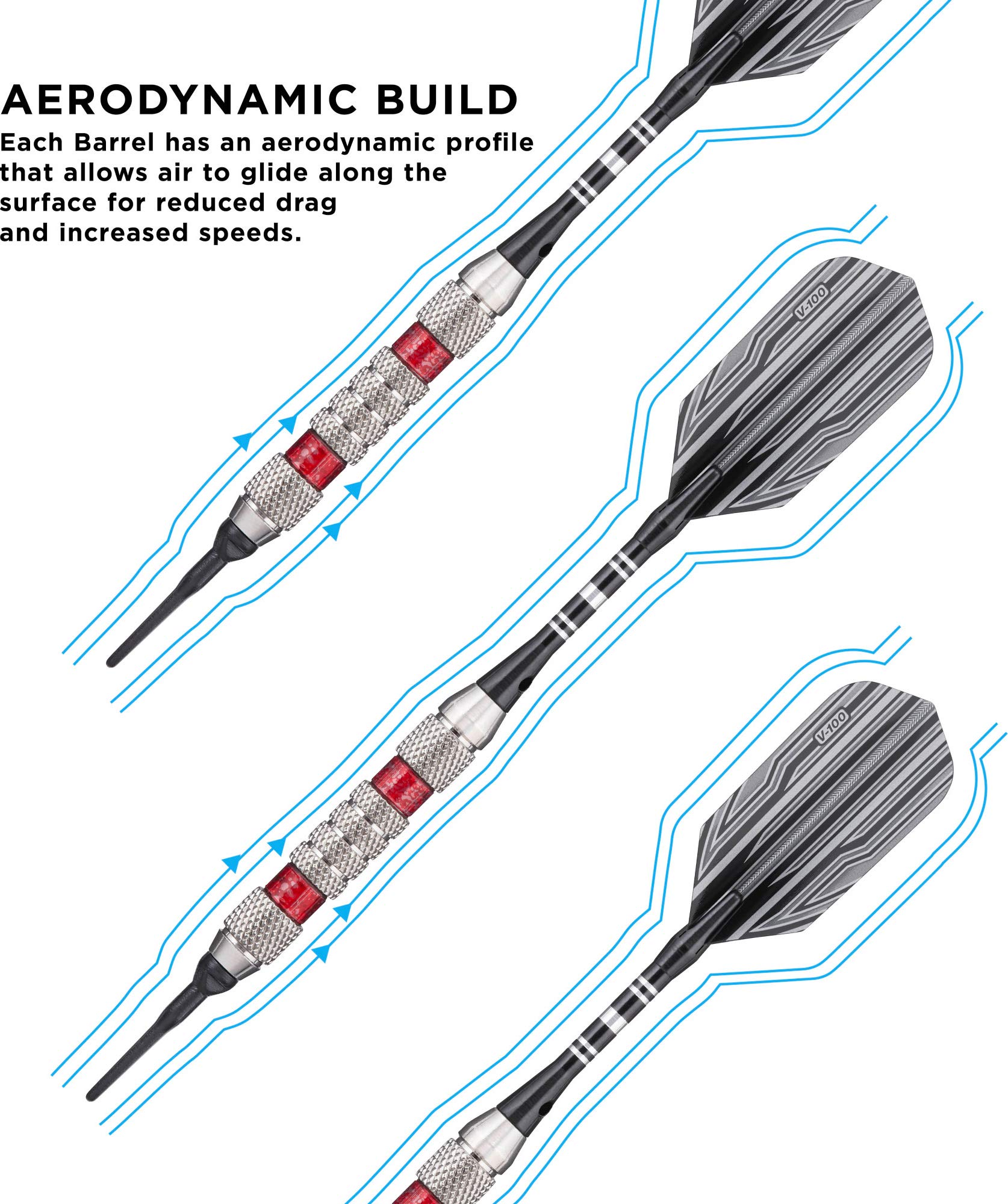 Foto 5 pulgar | Darts Viper Wind Runner, Punta Blanda, 18 G, Con Anillos Rojos - Venta Internacional.