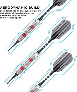Foto 4 | Darts Viper Wind Runner, Punta Blanda, 18 G, Con Anillos Rojos - Venta Internacional.