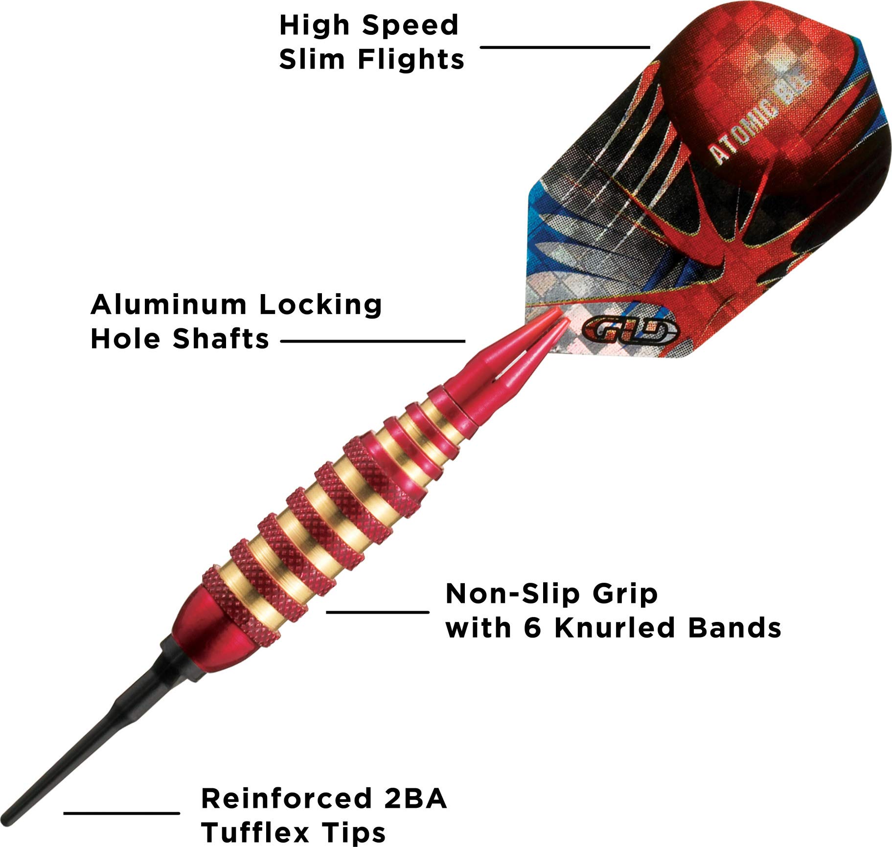 Foto 3 | Juego De 3 Dardos Soft Tip Viper Atomic Bee, 16 G, Rojos Con Puntas 2ba - Venta Internacional.