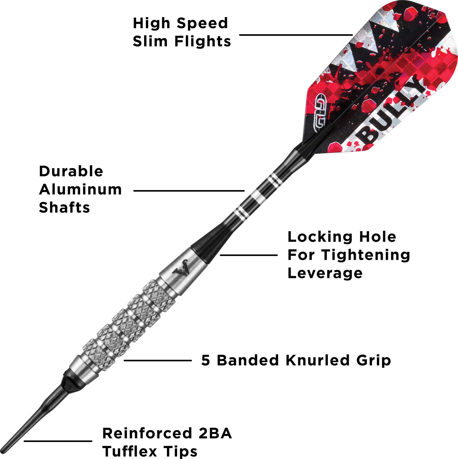 Foto 4 pulgar | Darts Viper Bully, 80% Tungsteno, Punta Blanda, 18 G, Con Funda - Venta Internacional.