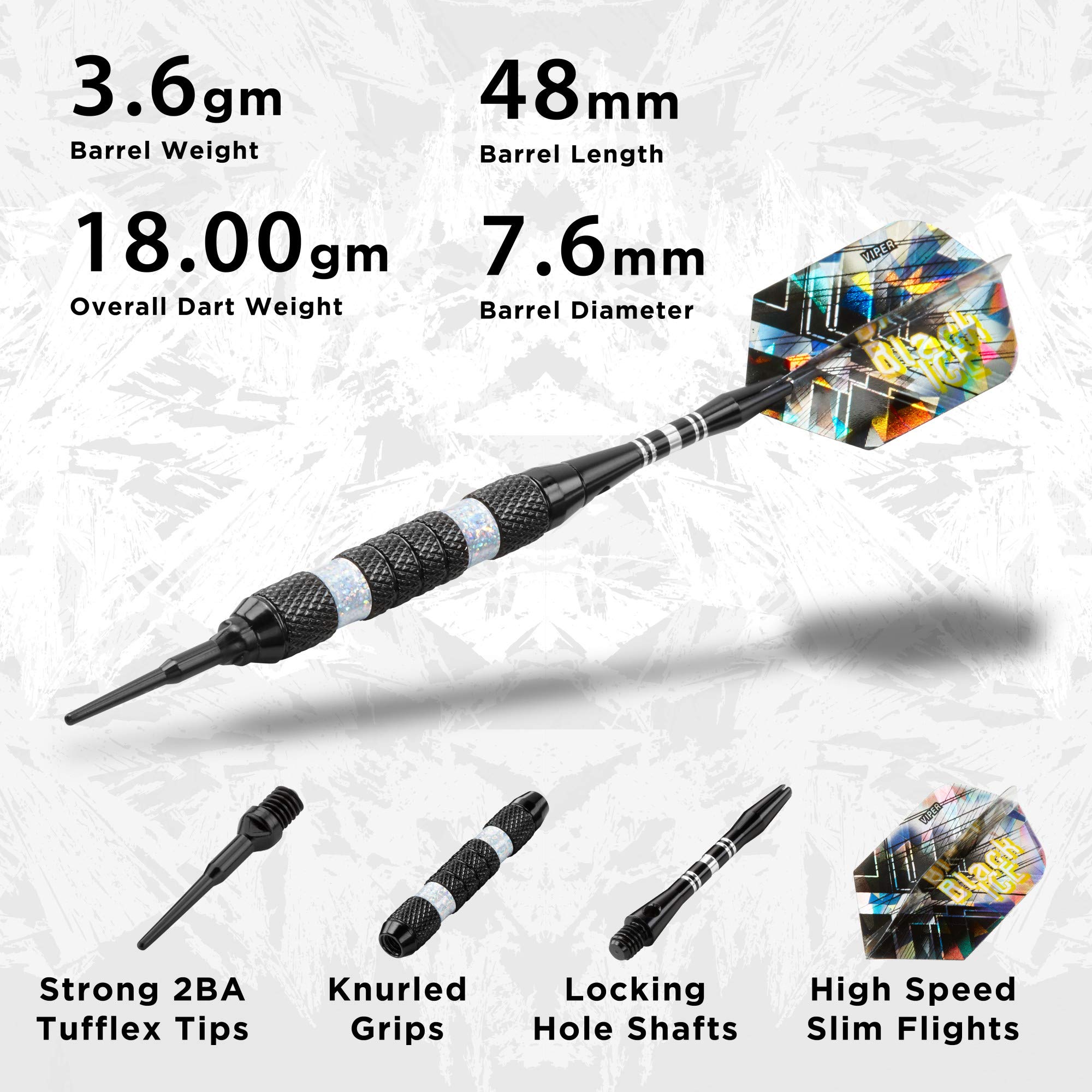Foto 3 pulgar | Darts Viper Black Ice Soft Tip, 18 G, Con Anillos Plateados - Venta Internacional.