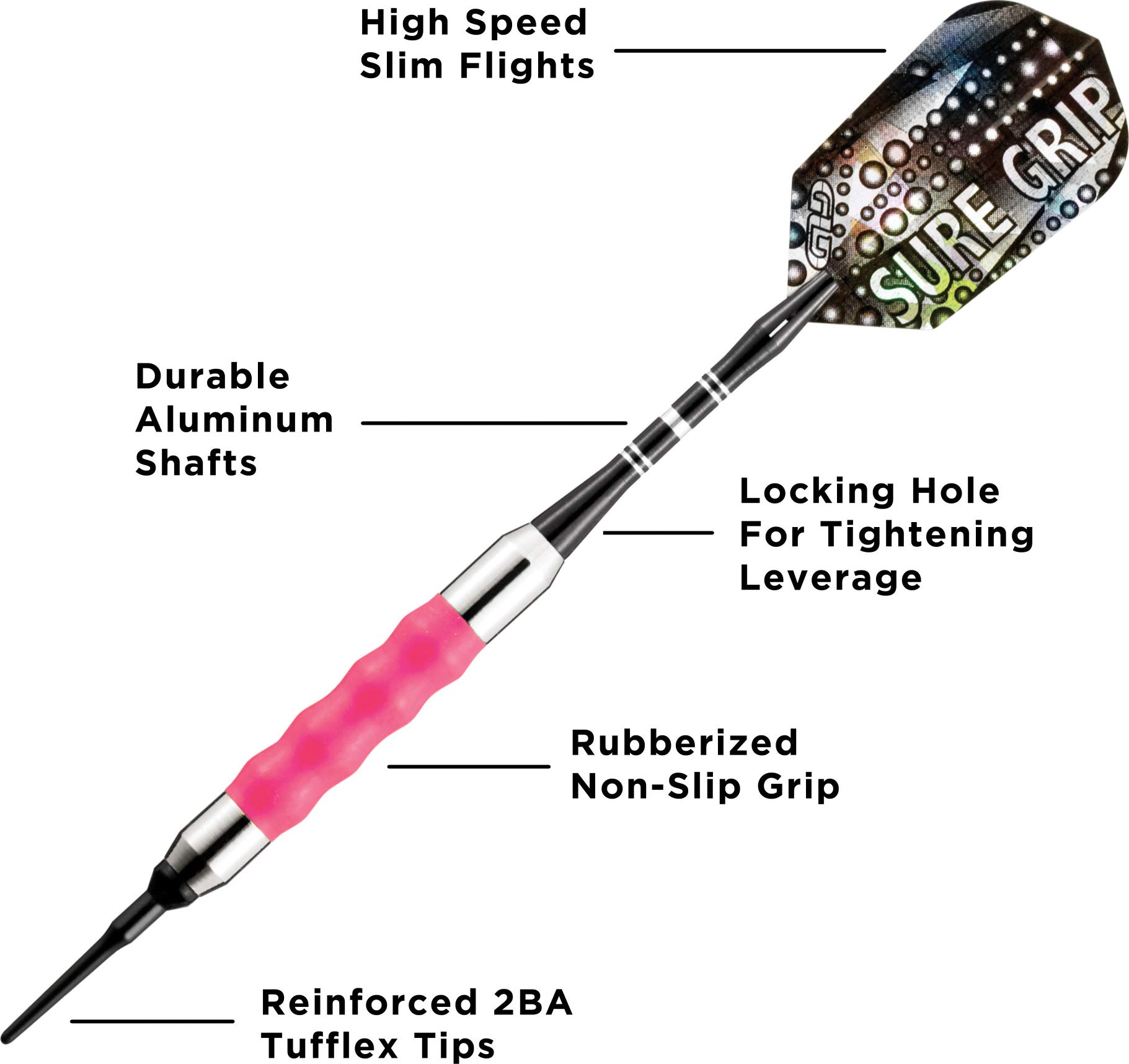 Foto 4 pulgar | Dardos Viper Sure Grip Soft Tip 18 g Chapado en Níquel Rosa y Plateado - Venta Internacional