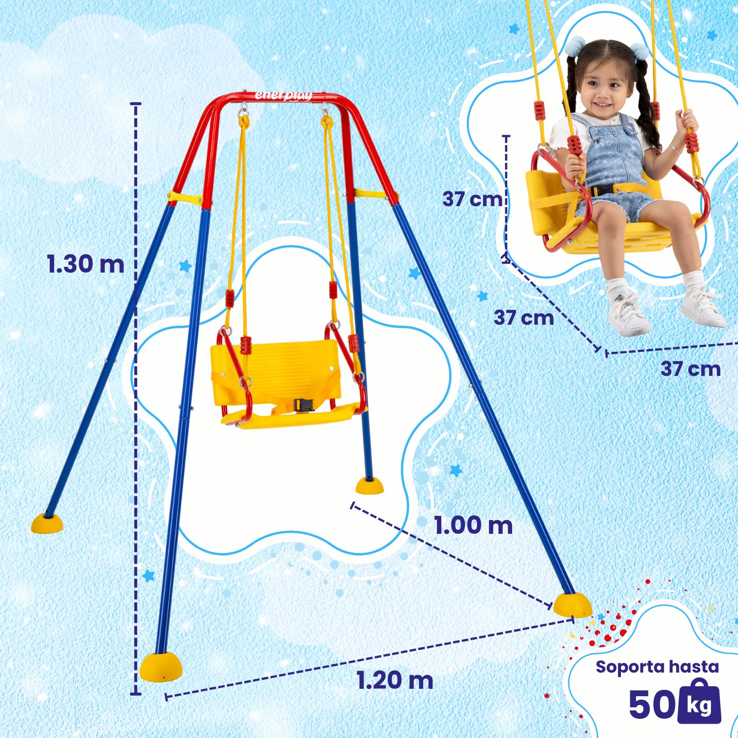 Foto 5 pulgar | Columpio Para Niños Cheyenne, 120x100 Cm - Enerplay
