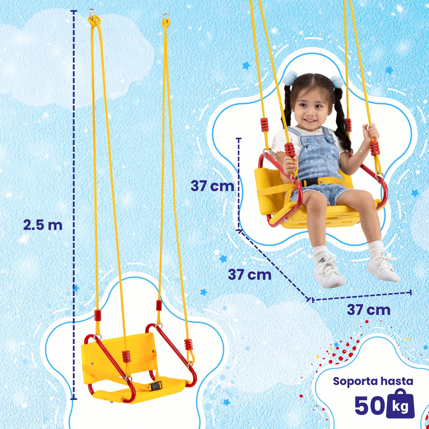 Foto 5 pulgar | Asiento Columpio Para Niños Respaldo, 3-6 Años - Enerplay