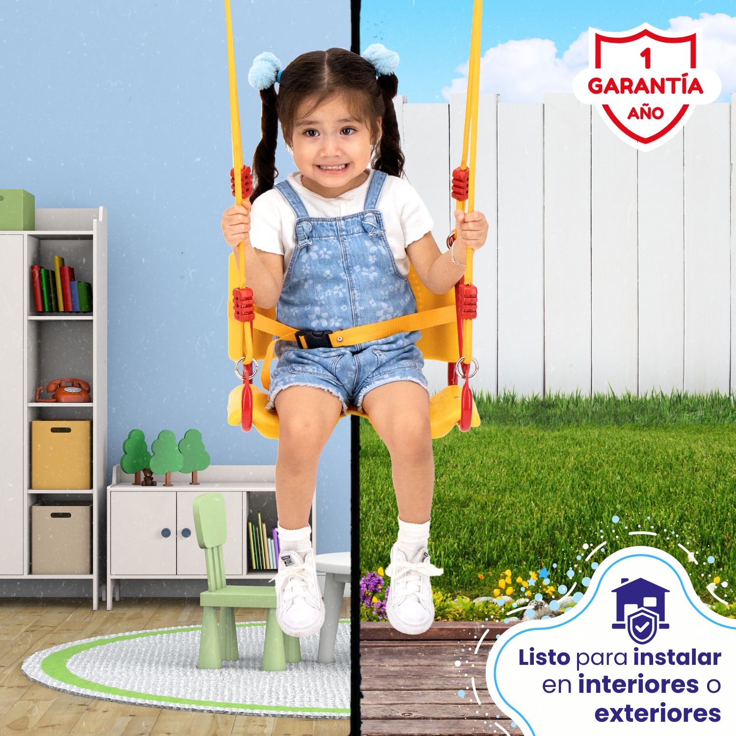 Foto 6 pulgar | Asiento Columpio Para Niños Respaldo, 3-6 Años - Enerplay
