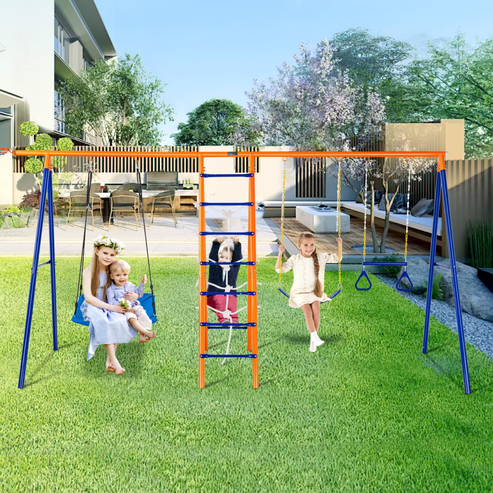 Foto 1 | Juego De Columpios Vevor Backyard 6 En 1 Con Canasta De Baloncesto De 200 Kg - Venta Internacional.