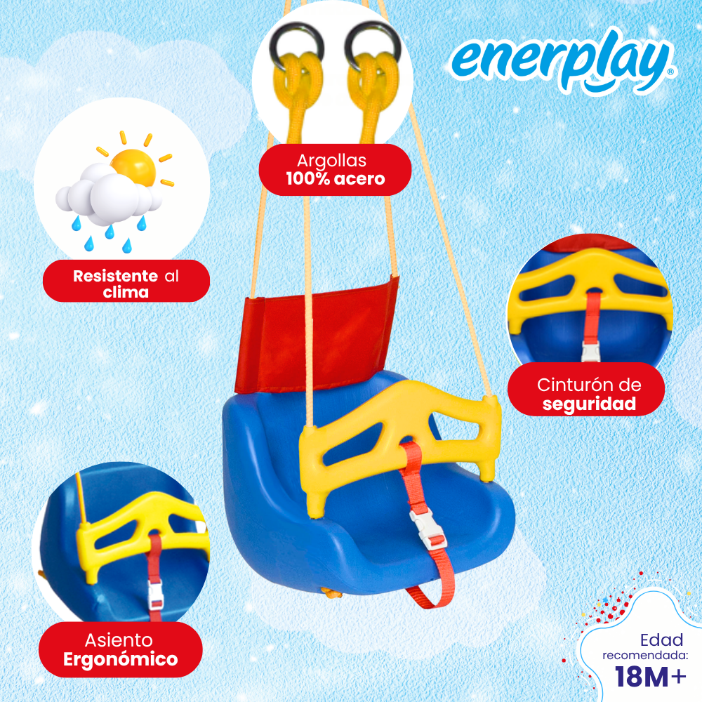 Foto 4 | Columpio Para Bebe  Asiento Seguro Con Respaldo - Enerplay