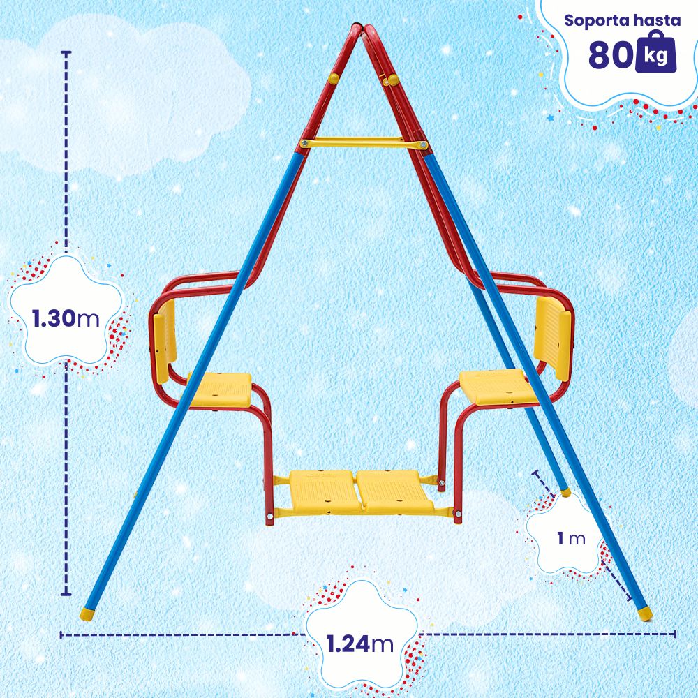 Foto 5 pulgar | Columpio Doble Para Niños Twin 130x124 Cm – Enerplay