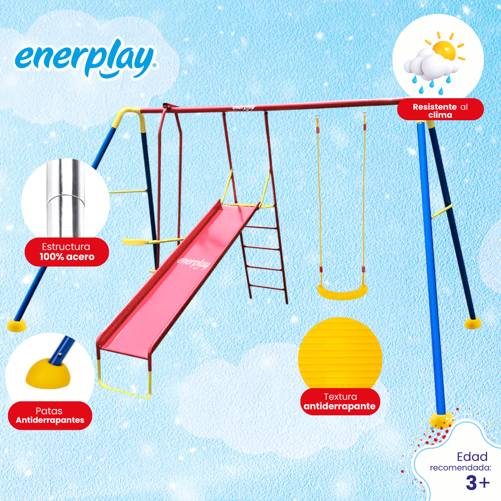 Foto 4 pulgar | Columpio Con Resbaladilla Y Balancín Doble - Enerplay
