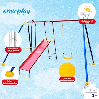 Foto 3 | Columpio Con Resbaladilla Y Balancín Doble - Enerplay