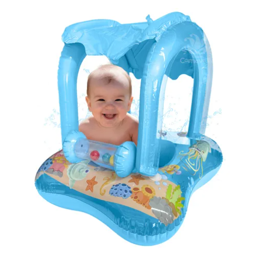 Salvavidas Inflable Infantil Con Techo Azul Para Bebé