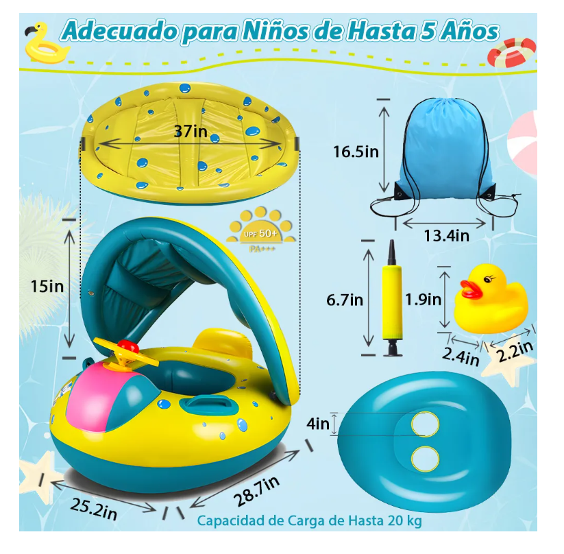 Foto 3 pulgar | Flotador Coche para Bebé