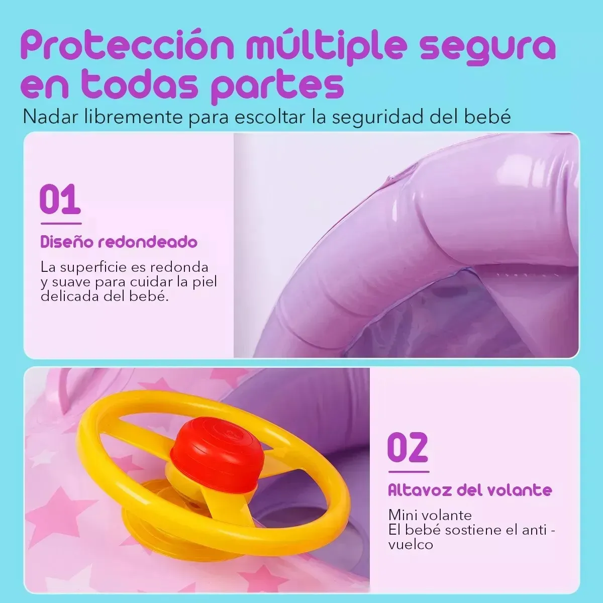 Foto 5 pulgar | Flotador Bebé Niños Salvavidas Flotante Albercas Con Toldo Unicornio Eo Safe Imports Esi-20269 Multicolor