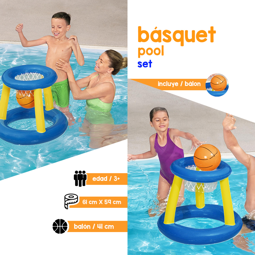 Foto 2 | Juego Baloncesto Canasta Inflable Flotante Con Pelota Bestway