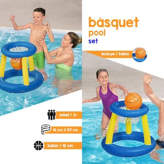 Foto 2 | Juego Baloncesto Canasta Inflable Flotante Con Pelota Bestway