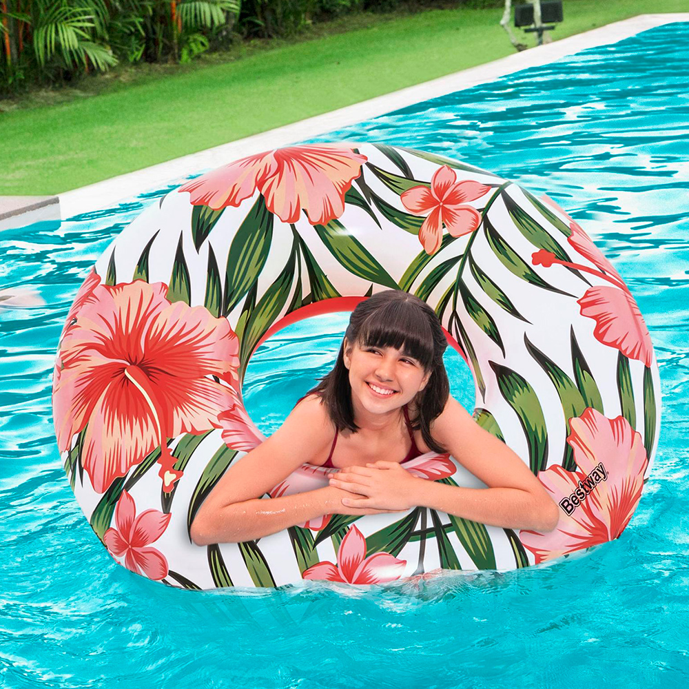 Foto 4 pulgar | Salvavidas Dona Inflable Bestway Tropical Rosa Plástico Resistente