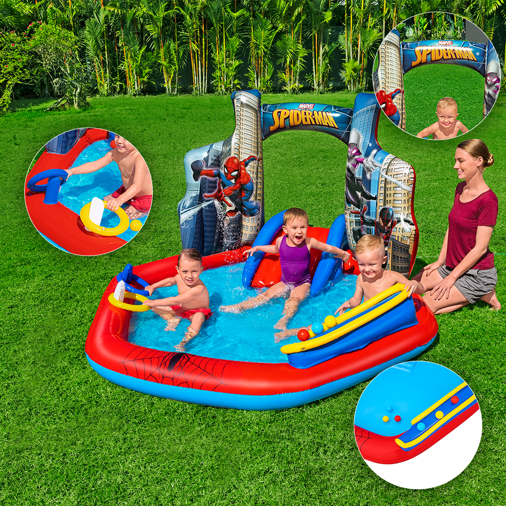 Foto 3 pulgar | Parque Acuático Alberca Para Niños Spiderman Con Resbaladilla Bestway Plástico