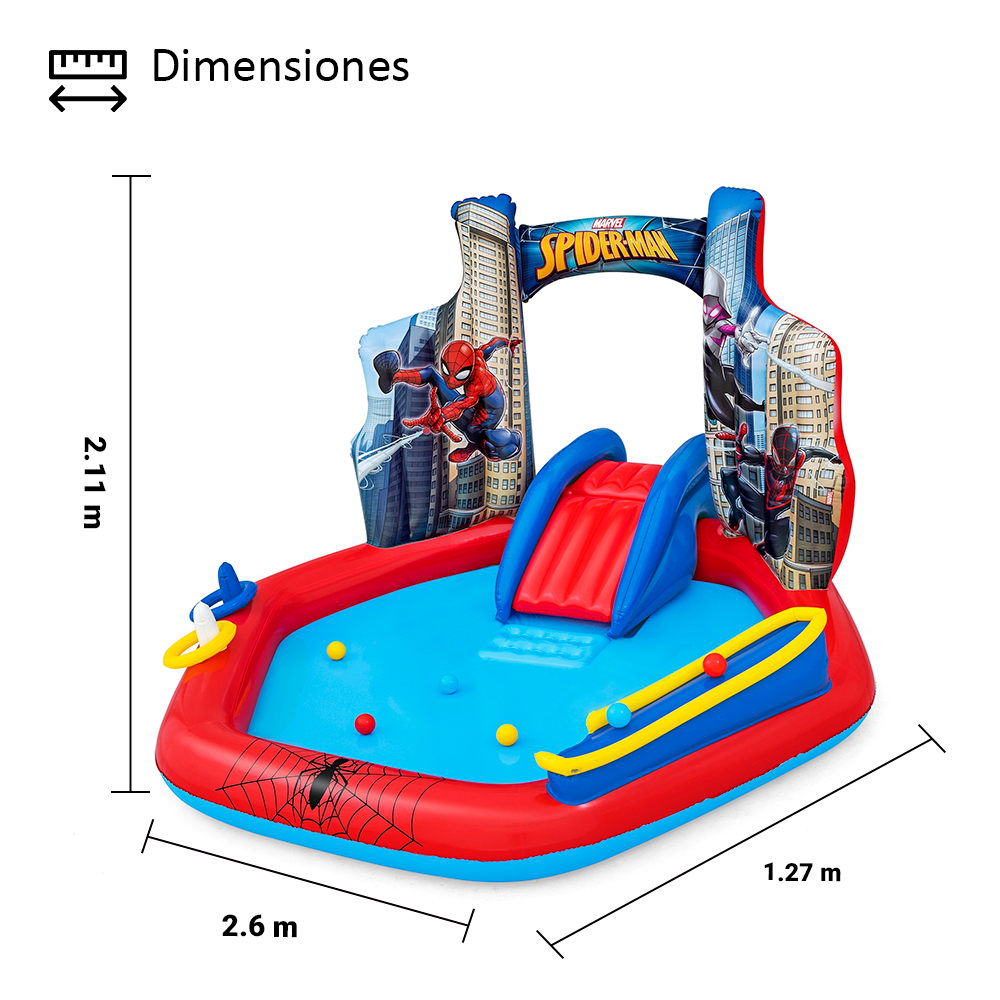 Foto 4 pulgar | Parque Acuático Alberca Para Niños Spiderman Con Resbaladilla Bestway Plástico