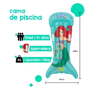 Foto 2 | Salvavidas Cama Montable Cola De Sirena Princesa Ariel Bestway Menta Plástico