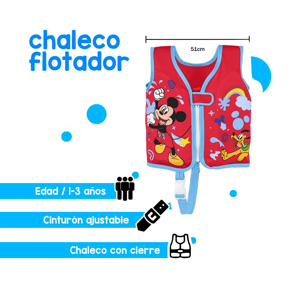 Foto 2 | Chaleco Salvavidas Para Niño 1 A 3 Años Mickey Mouse Bestway color Rojo