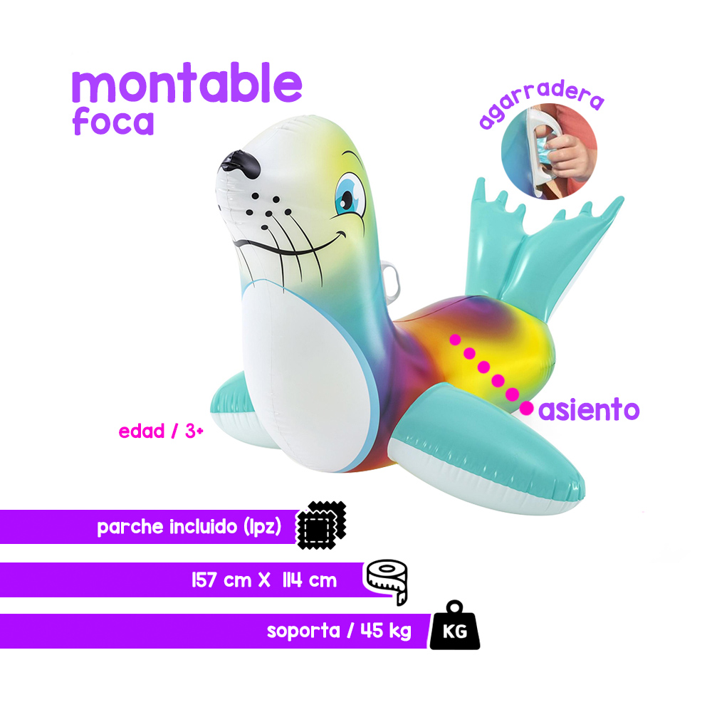 Foto 3 pulgar | Montable Salvavidas Inflable Infantil Foca Colorida Bestway