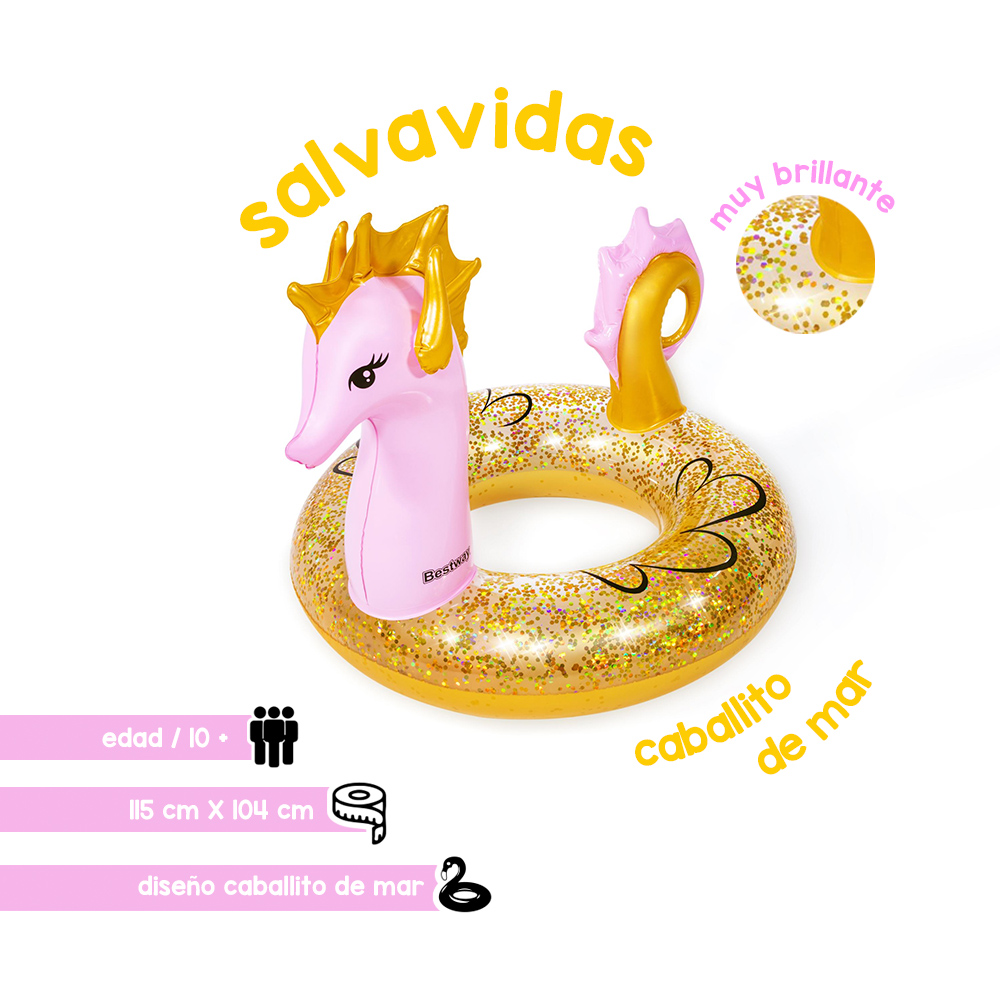 Foto 2 | Salvavidas Inflable Infantil Bestway Caballito de Mar Rosa