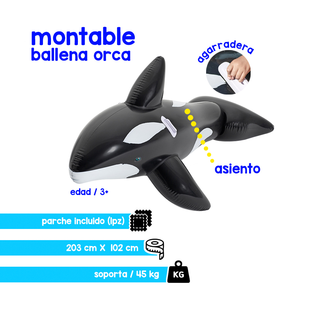 Foto 3 pulgar | Salvavidas Montable Infantil Orca Bestway color Negro